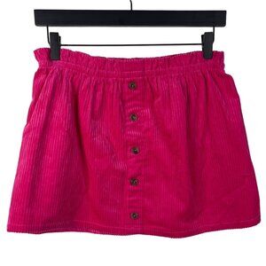Isaac Mizrahi Girls Pink Corduroy A Line Skirt Size Large 10/12 Button Front